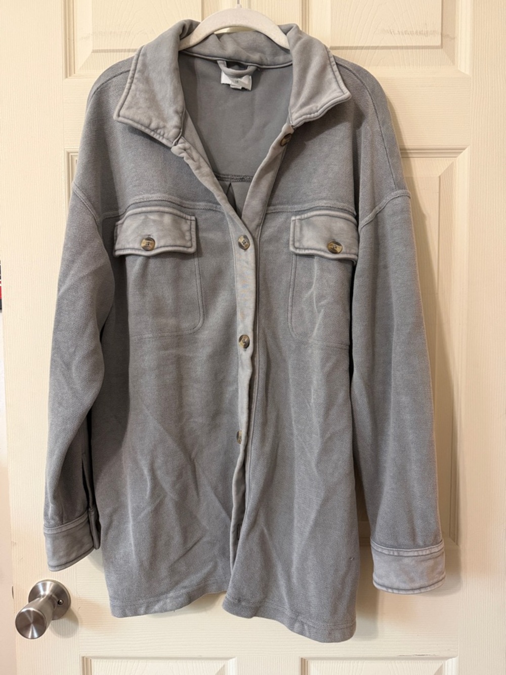Aerie Women's Button-Front Shirt Jacket - Light Gray